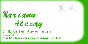 mariann alexay business card